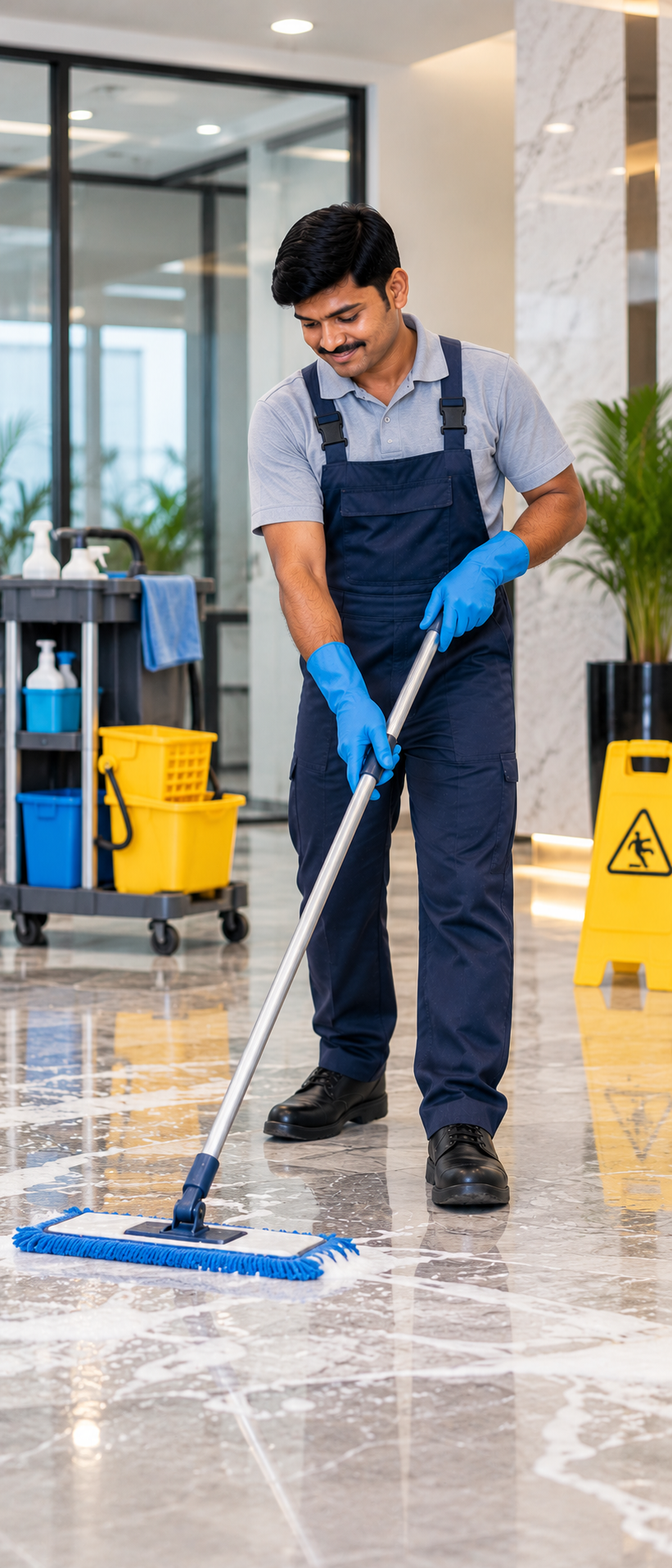 Star Shine Facility Service staff maintaining a corporate office